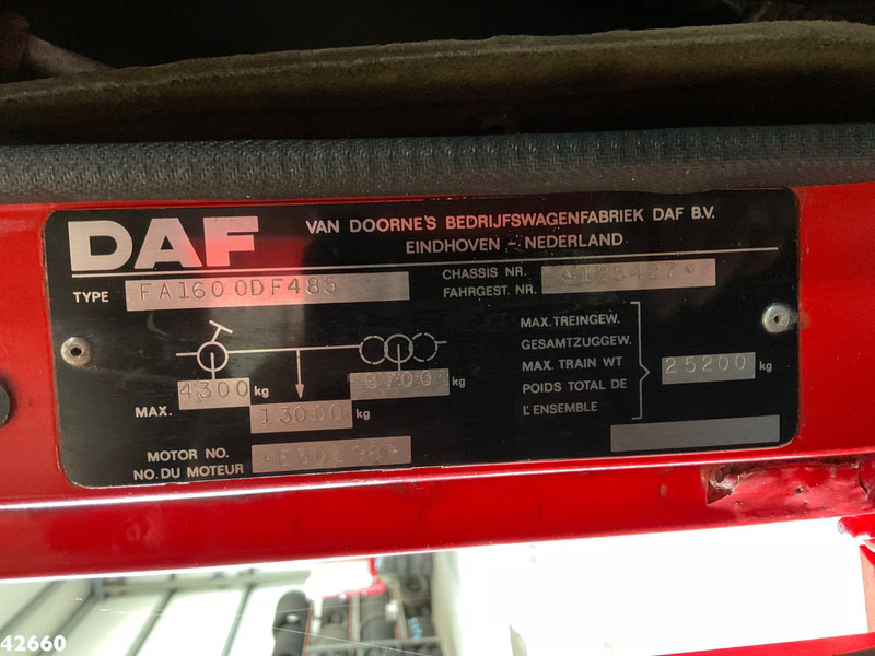 Camión portacontenedor de cadenas DAF FA 1600 DF 485 14 Ton portaalarmsysteem Oldtimer: foto 14