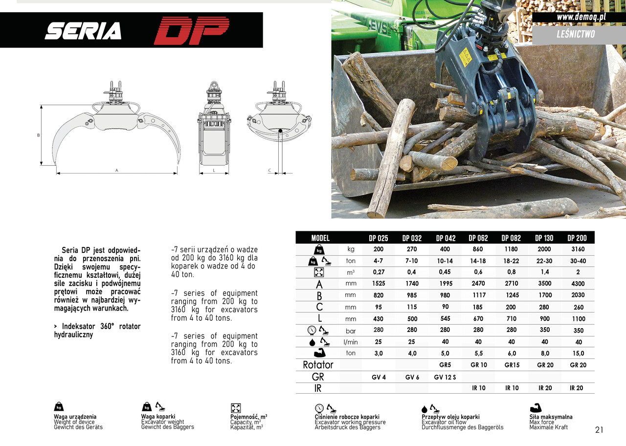 Pinza de manipulación para Maquinaria de construcción nuevo DEMOQ DP025  Log Grab 200 kg: foto 4