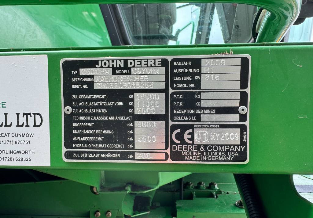 Cosechadora de granos John Deere T670: foto 22