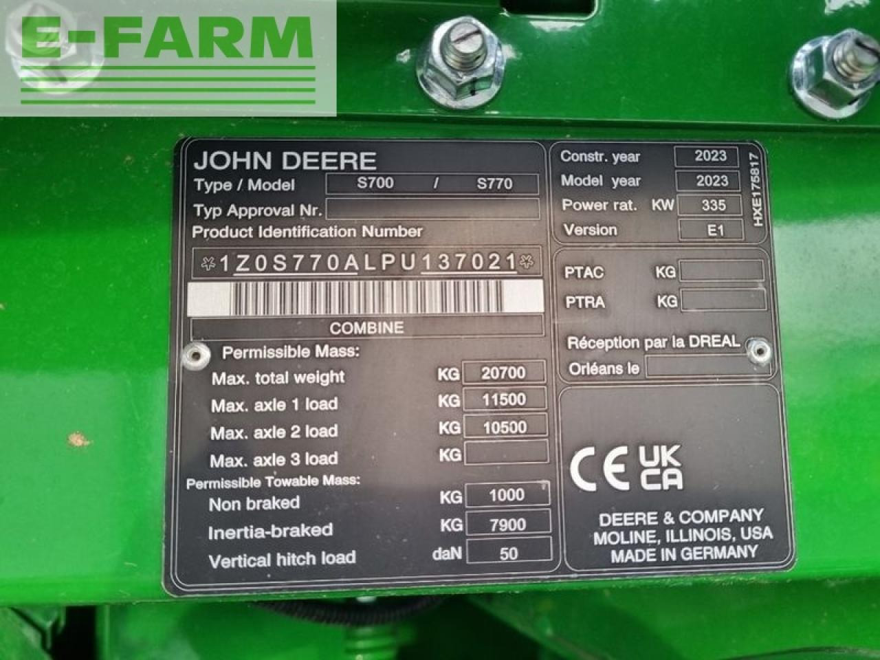 Cosechadora de granos John Deere s770 my23 prod 30: foto 8
