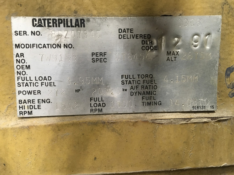Generador industriale nuevo Caterpillar 3306B GENERATOR 225KVA USED: foto 8