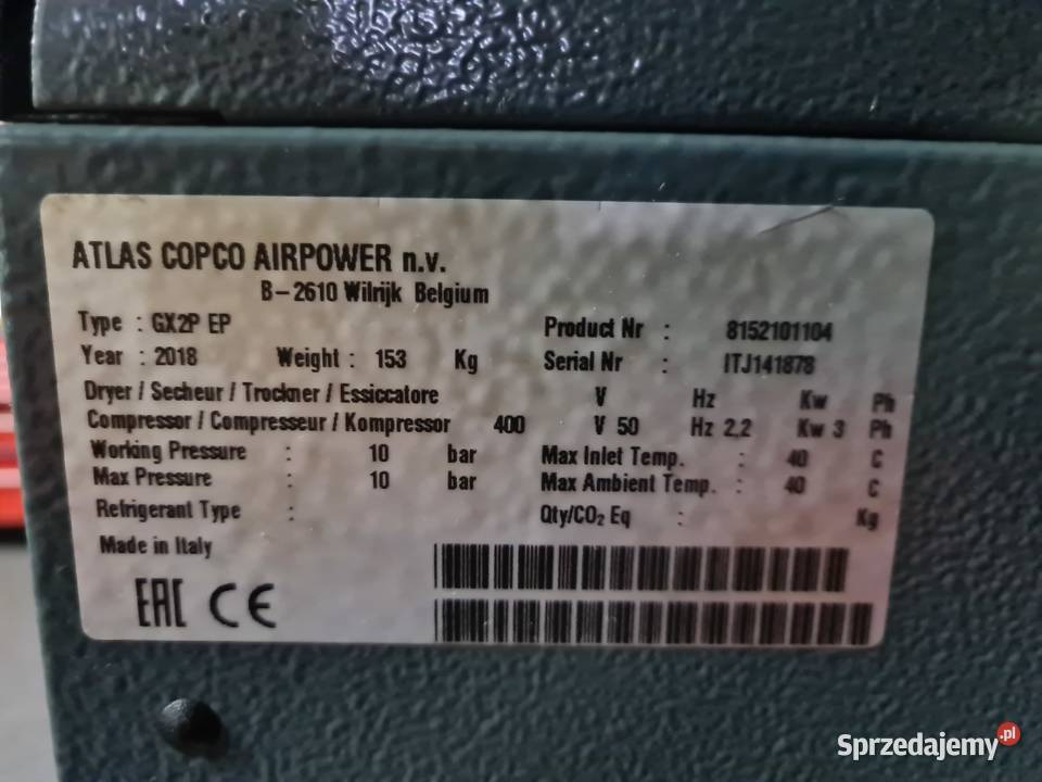 Compresor de aire Kompresor śrubowy  ATLAS COPCO GX2 2,2 kw: foto 6