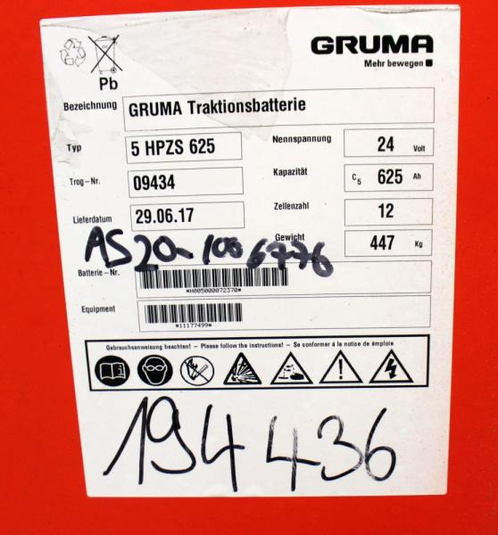 Acumulador GRUMA 24 Volt 5 PzS 625 Ah: foto 5