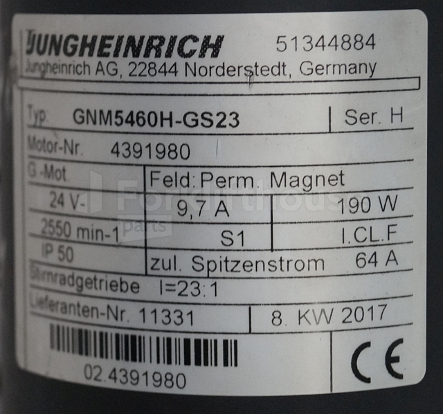 Motor para Equipo de manutención Jungheinrich 51344884 Steering motor 24V type GNM5460H-GS23 sn 4391980: foto 2