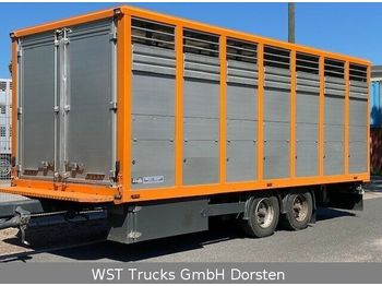 Remolque transporte de ganado Menke Tandem Einstock Vollalu Durchladen
