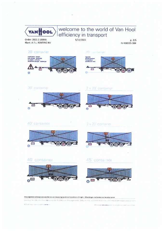 Semirremolque portacontenedore/ Intercambiable para transporte de contenedores nuevo VAN HOOL Polyvalent Containerchassis type DVS: foto 2