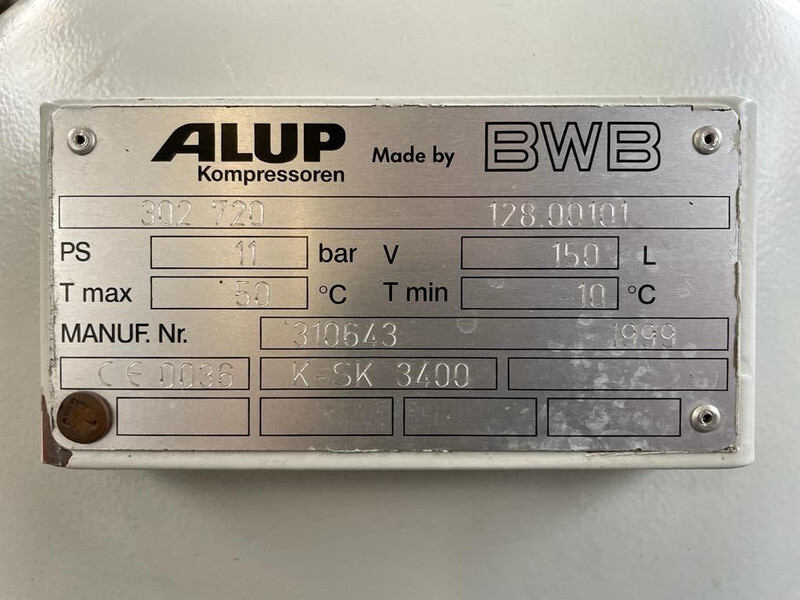 Alup 2.2 kW 240 L / min 10 Bar Elektrische Zuigercompressor op ketel - Compresor de aire: foto 5
