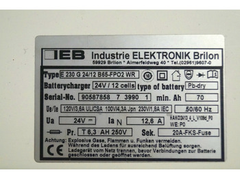 Acumulador para Equipo de manutención IEB 90587858 | IEB charger EFG 230 G 24/12 B65-FP02 WR 24V12,6A 220V 50/60Hz fro: foto 2 Acumulador para Equipo de manutención IEB 90587858 | IEB charger EFG 230 G 24/12 B65-FP02 WR 24V12,6A 220V 50/60Hz fro: foto 2