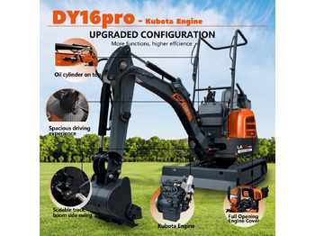 Miniexcavadora nuevo LADYS LA16Pro Mini Excavator Digger Miniexcavadora EPA Kubota Engine Mini Excavator For Sale With Mini Excavator Attachment Set: foto 3