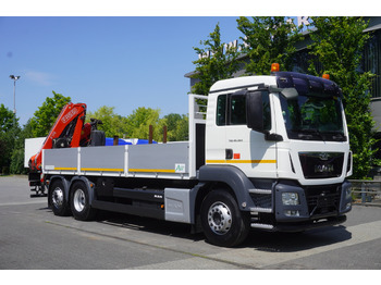 Camión caja abierta, Camión grúa MAN TGS 26.360 Flatbed / Fassi F175 7.7 T / steered 3rd axle: foto 2