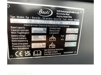 Carretilla elevadora eléctrica Chariot élévateur NEUF BAOLI KBE30N 3T ELECTRIQUE: foto 3