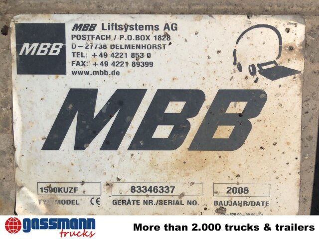 MBB 1500KUZF Ladebordwand unterfaltbar, 1,5t - Trampilla elevadora: foto 5 MBB 1500KUZF Ladebordwand unterfaltbar, 1,5t - Trampilla elevadora: foto 5