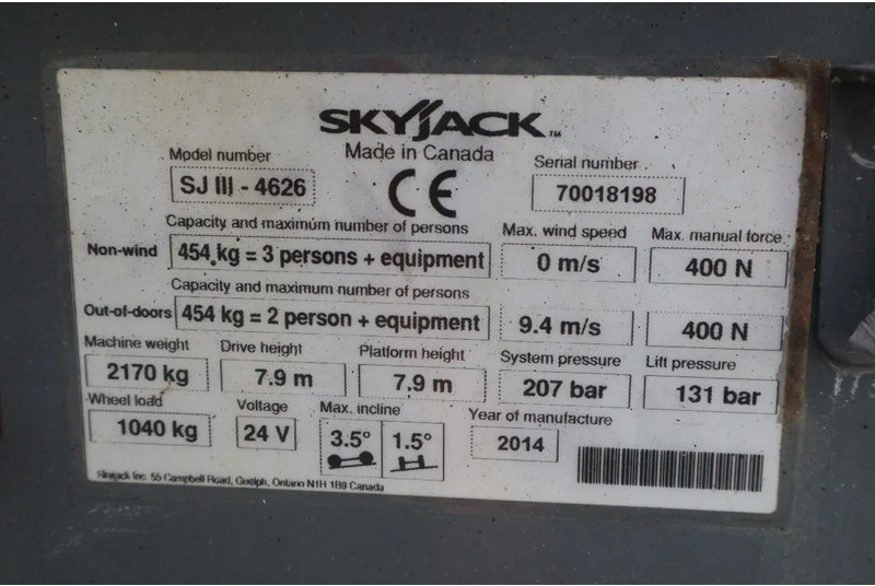 Plataforma de tijeras Skyjack SJ III 4626 | 9.75 METER | 454 KG: foto 17