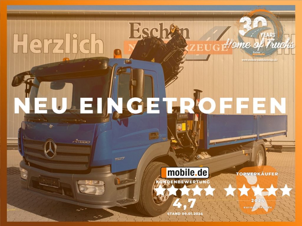 Mercedes-Benz 1527 L 4x2 Atego / HIAB 144 E-5 Hiduo Faltkran - Camión caja abierta, Camión grúa: foto 1 Mercedes-Benz 1527 L 4x2 Atego / HIAB 144 E-5 Hiduo Faltkran - Camión caja abierta, Camión grúa: foto 1