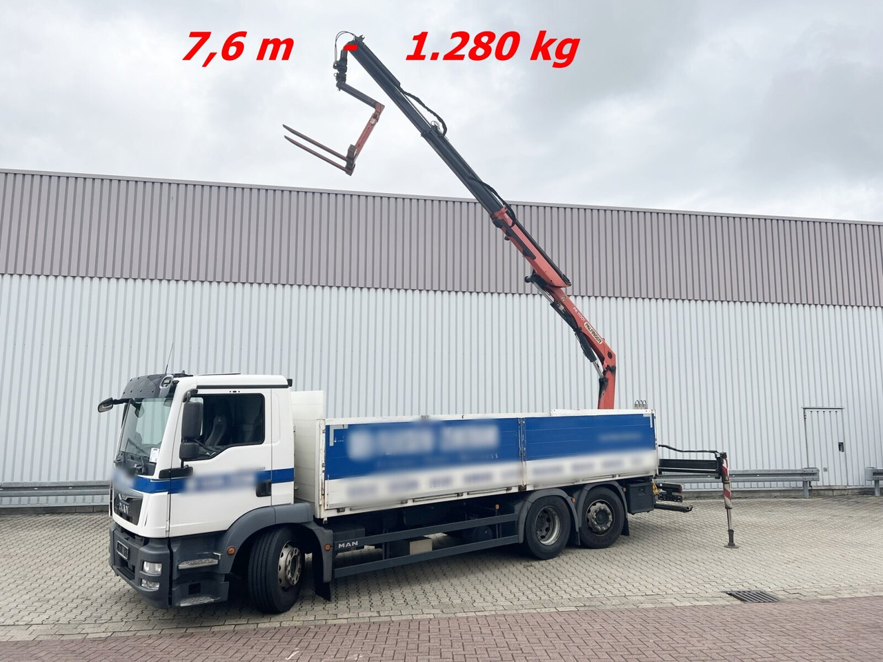 MAN TGM 26.340 6X2-4 LL TGM 26.340 6X2-4 LL, Lenk-/Liftachse, Heckkran Palfinger PK 11001, faltbar - Camión grúa, Camión caja abierta: foto 1 MAN TGM 26.340 6X2-4 LL TGM 26.340 6X2-4 LL, Lenk-/Liftachse, Heckkran Palfinger PK 11001, faltbar - Camión grúa, Camión caja abierta: foto 1