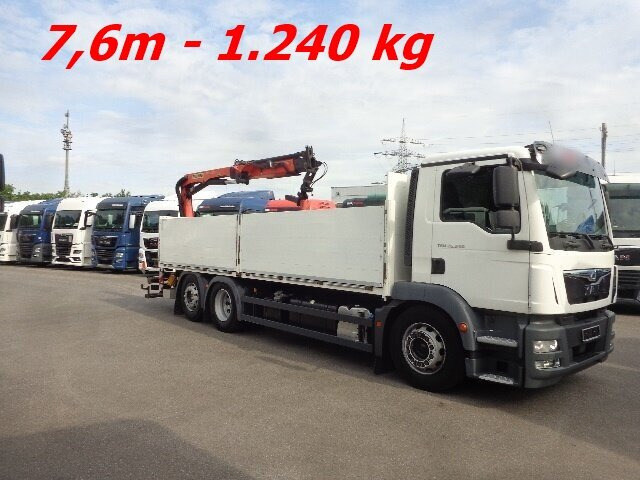 MAN TGM 26.340 6x2-4 LL TGM 26.340 6x2-4 LL,Lenk-Liftachse, Heckkran, Palfinger PK 11.001, faltbar, - Camión grúa, Camión caja abierta: foto 1 MAN TGM 26.340 6x2-4 LL TGM 26.340 6x2-4 LL,Lenk-Liftachse, Heckkran, Palfinger PK 11.001, faltbar, - Camión grúa, Camión caja abierta: foto 1