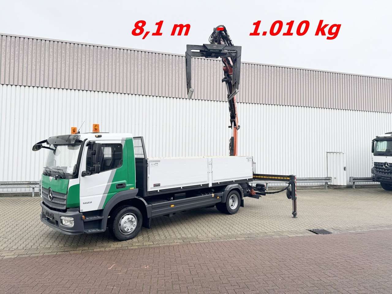 Mercedes-Benz Atego 1223 L 4x2 Atego 1223 L 4x2 mit Heckkran Atlas 88.3-A2L, Funk - Camión grúa, Camión caja abierta: foto 1 Mercedes-Benz Atego 1223 L 4x2 Atego 1223 L 4x2 mit Heckkran Atlas 88.3-A2L, Funk - Camión grúa, Camión caja abierta: foto 1