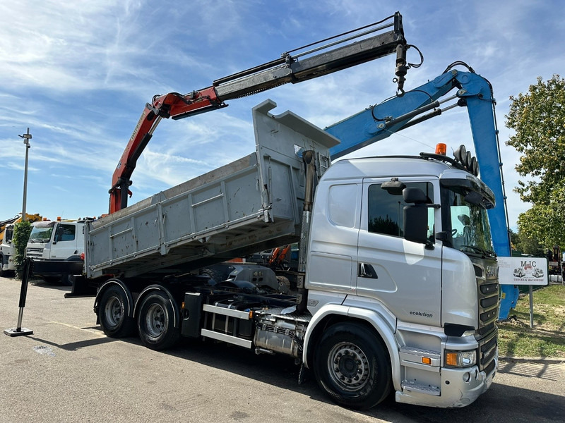 Scania R520 6x4 TIPPER + CRANE PALFINGER PK 15002 A - TRACTOR UNIT - RETARDER - *FULL AIR* - EUR 6 - BE TRUCK - Camión volquete, Camión grúa: foto 1 Scania R520 6x4 TIPPER + CRANE PALFINGER PK 15002 A - TRACTOR UNIT - RETARDER - *FULL AIR* - EUR 6 - BE TRUCK - Camión volquete, Camión grúa: foto 1