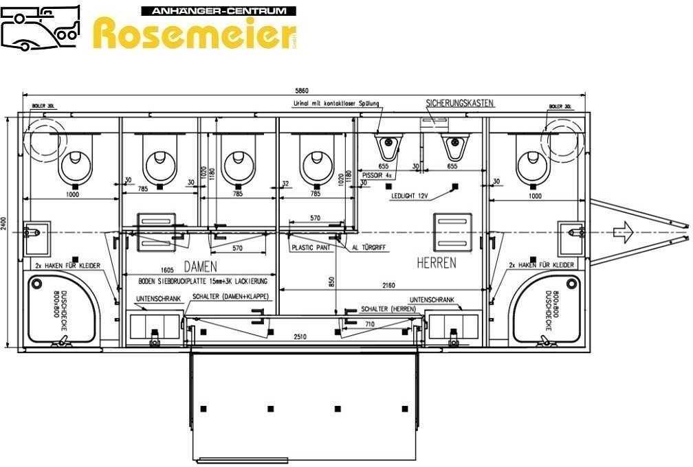 Casa contenedor, Remolque nuevo ROSEMEIER VE Dusch+WC Kombi 2 Toilettenanhänger: foto 16