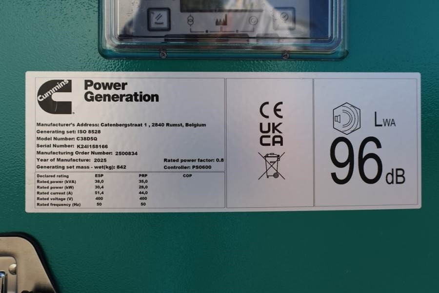 Generador industriale Cummins C38D5QS Declaration of Conformity, Diesel, 38kVA,: foto 6