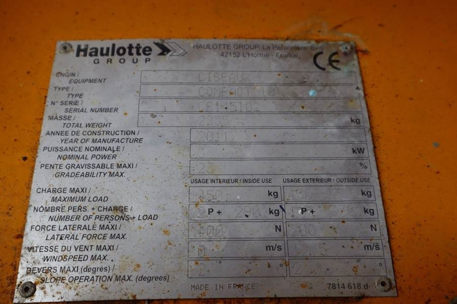 Plataforma de tijeras Haulotte COMPACT 10 Electric, 10m Working Height, 450kg Cap: foto 6