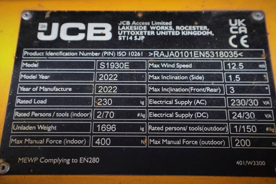 JCB S1930E Valid inspection, *Guarantee! New And Avail - Plataforma de tijeras: foto 4 JCB S1930E Valid inspection, *Guarantee! New And Avail - Plataforma de tijeras: foto 4