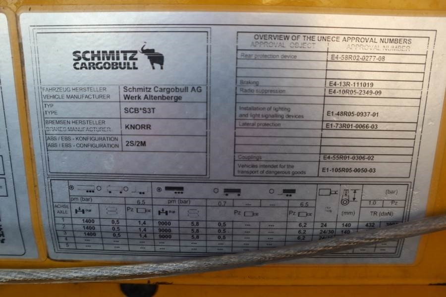 Remolque con toldo Schmitz CARG SCB3ST CoC Documents, TuV Loading Certificate: foto 7