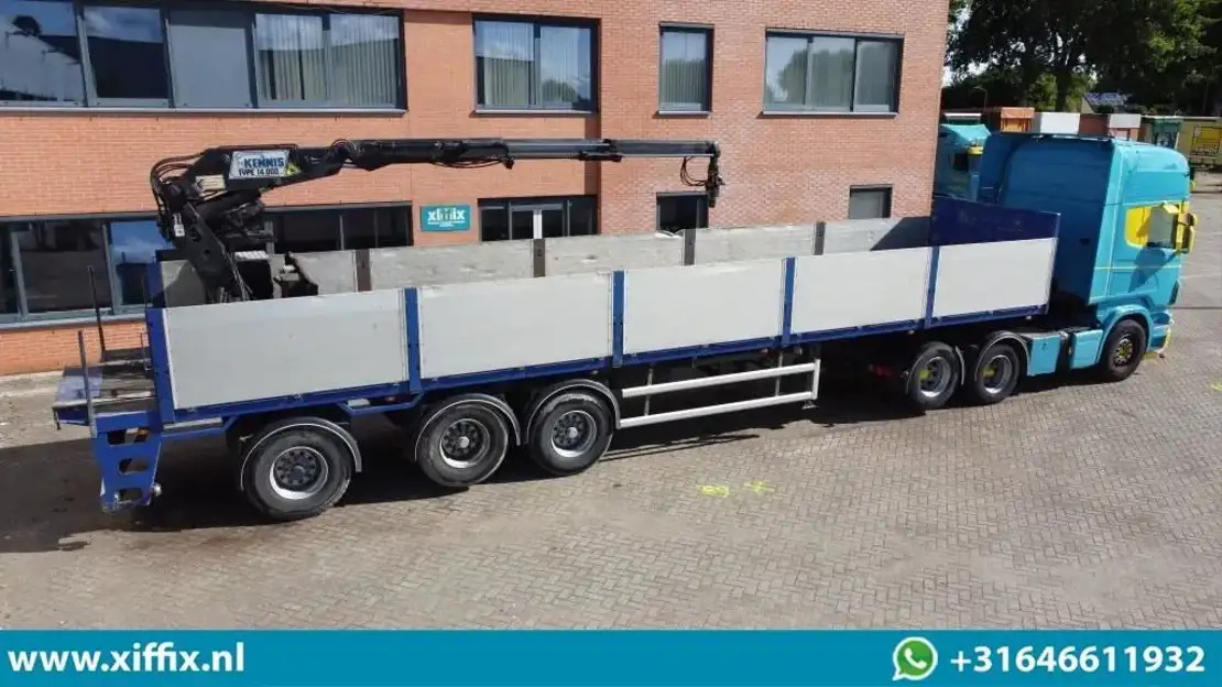 Floor 3-ass. Steenoplegger met Kennis 14 ton/mtr. Kraan / 13425 - Semirremolque plataforma/ Caja abierta: foto 1 Floor 3-ass. Steenoplegger met Kennis 14 ton/mtr. Kraan / 13425 - Semirremolque plataforma/ Caja abierta: foto 1