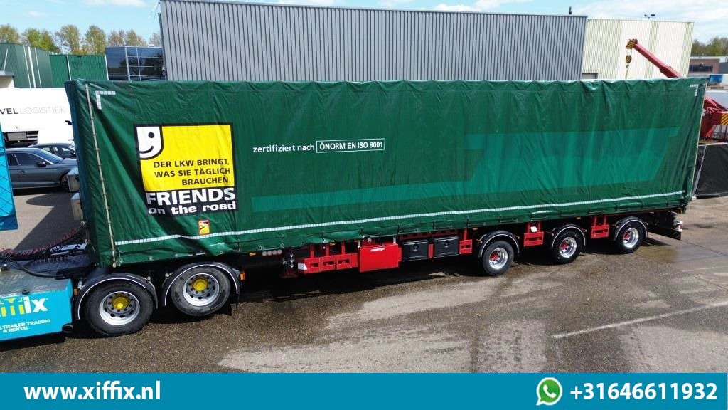 Meusburger 3-ass. Vlakke dubbel 2x uitschuifbare oplegger met huifopbouw / 3x ge - Semirremolque plataforma/ Caja abierta: foto 2 Meusburger 3-ass. Vlakke dubbel 2x uitschuifbare oplegger met huifopbouw / 3x ge - Semirremolque plataforma/ Caja abierta: foto 2