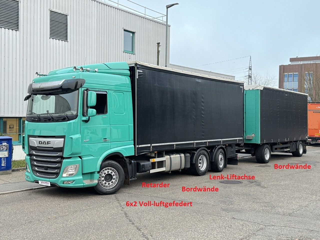 DAF XF480 6x2 Schiebeplane-Zug Bordwände Lenkachse - Camión lona: foto 1 DAF XF480 6x2 Schiebeplane-Zug Bordwände Lenkachse - Camión lona: foto 1
