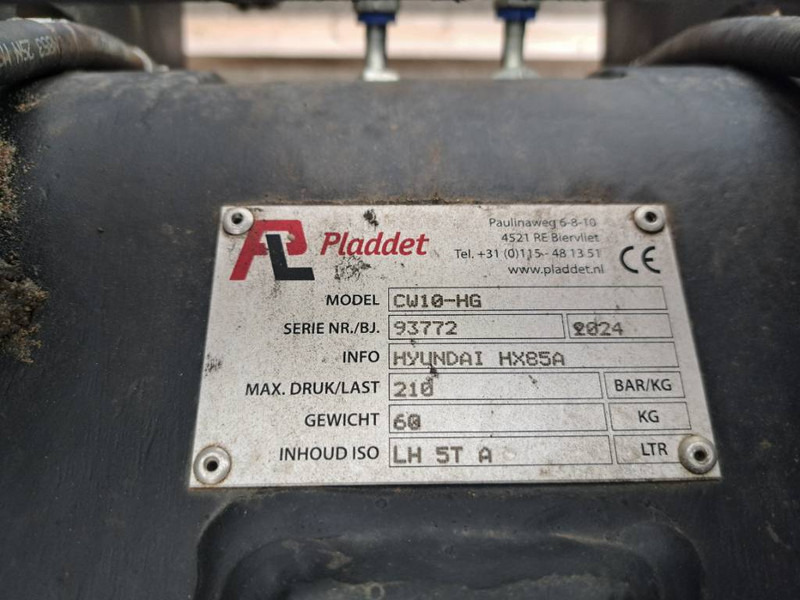 Pladdet CW10 hydraulick Quic Coupler HX85A - Acoplamiento rápido para Maquinaria de construcción: foto 5 Pladdet CW10 hydraulick Quic Coupler HX85A - Acoplamiento rápido para Maquinaria de construcción: foto 5