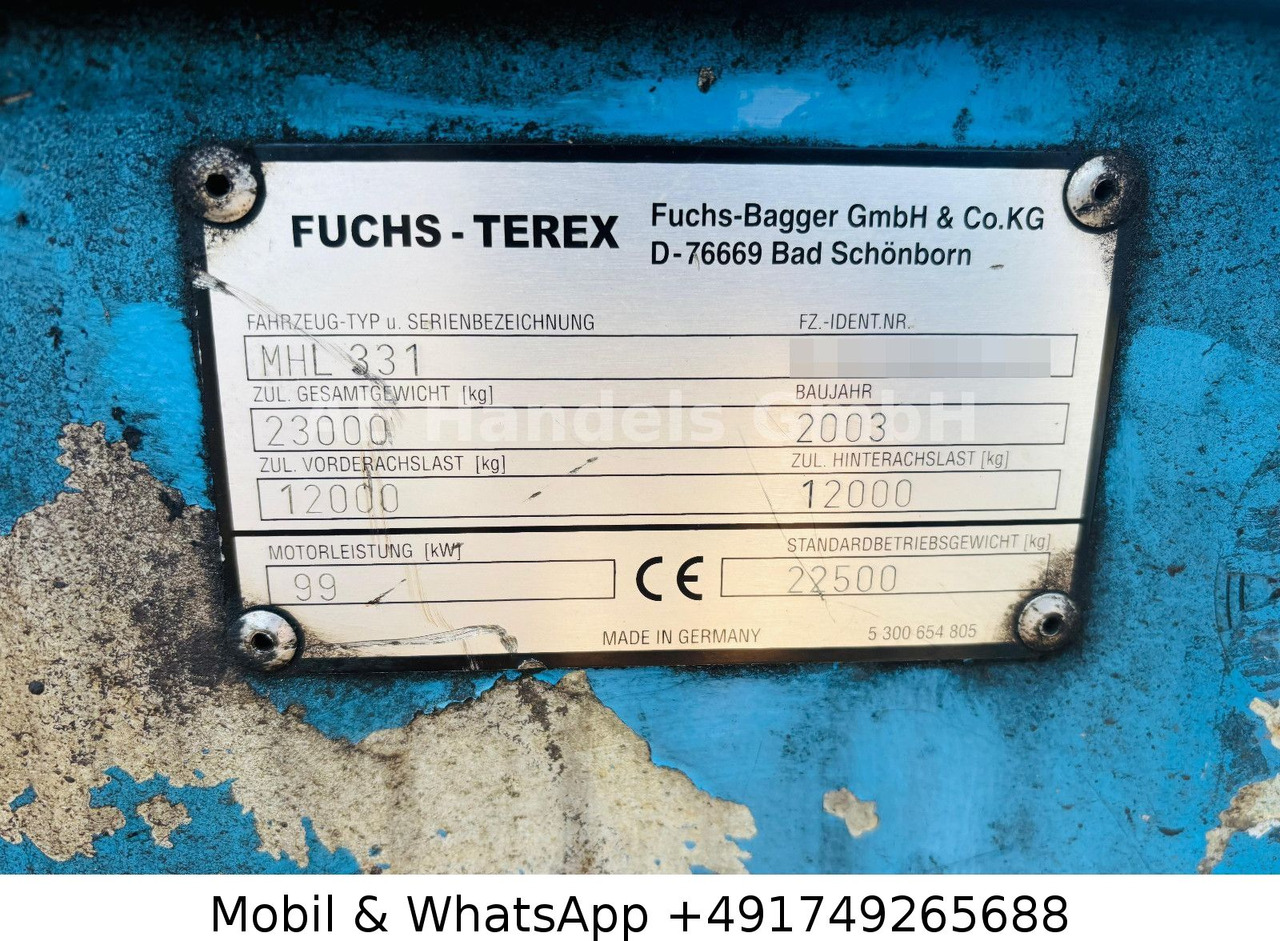 Excavadora de ruedas Terex MHL 331 Umschlagbagger: foto 15