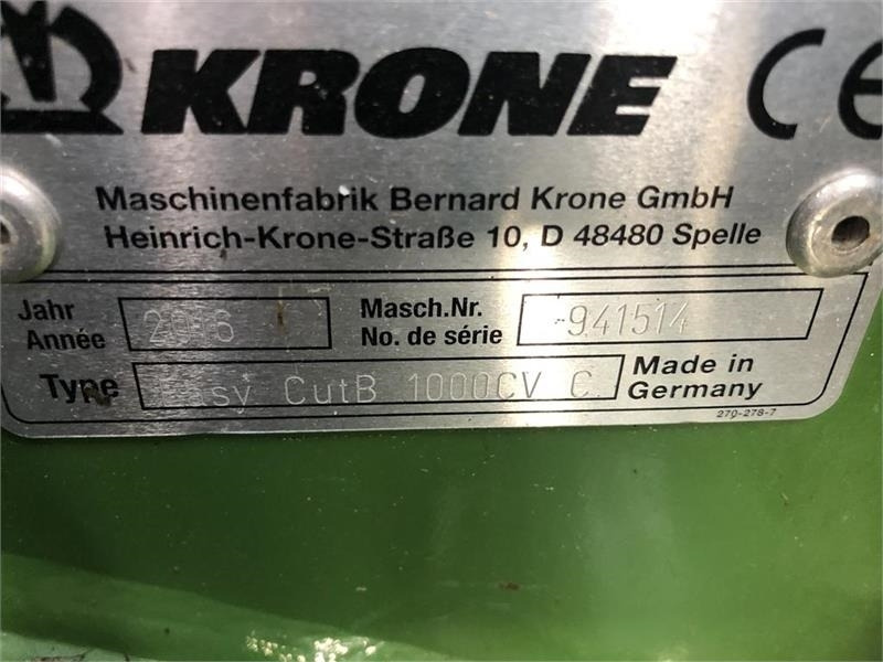 Krone EasyCut B 1000 CV - Segadora: foto 5 Krone EasyCut B 1000 CV - Segadora: foto 5