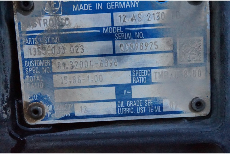 ZF 12AS2130DD TGS 81.32004-6396 - Caja de cambios para Camión: foto 5 ZF 12AS2130DD TGS 81.32004-6396 - Caja de cambios para Camión: foto 5