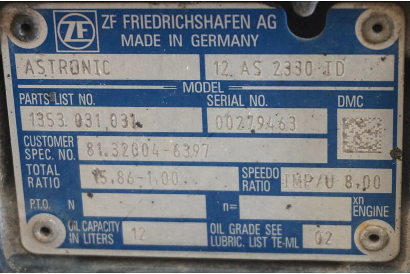 ZF 12AS2330DD TGX 81.32004-6297 - Caja de cambios para Camión: foto 5 ZF 12AS2330DD TGX 81.32004-6297 - Caja de cambios para Camión: foto 5