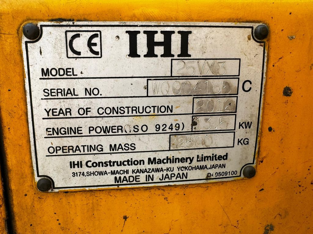 Miniexcavadora IHI 25VX3, 2.5ton, SWISS Machine: foto 8