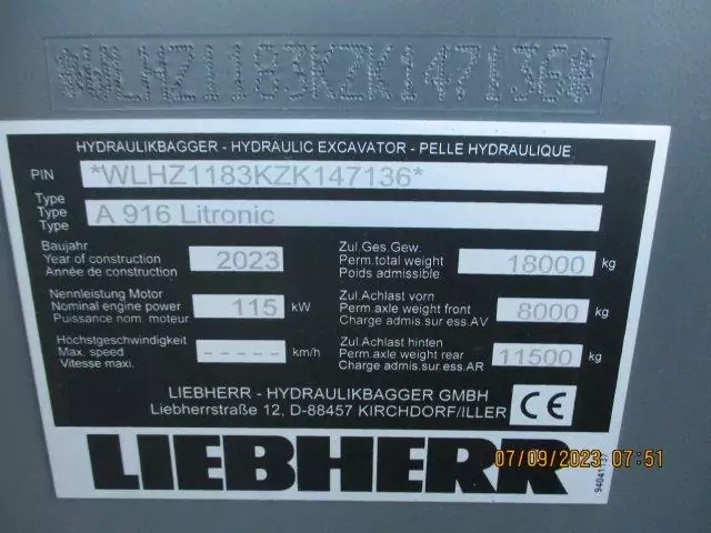 Excavadora de ruedas 2023 Liebherr A 916 Litronic G6.0-D: foto 17