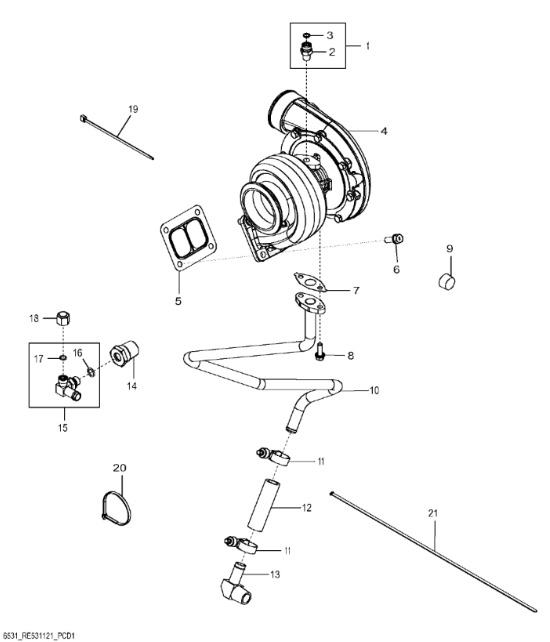 DZ107131 John Deere 8345R - Turbospręźarka - Turbocompresor para Tractor: foto 1 DZ107131 John Deere 8345R - Turbospręźarka - Turbocompresor para Tractor: foto 1