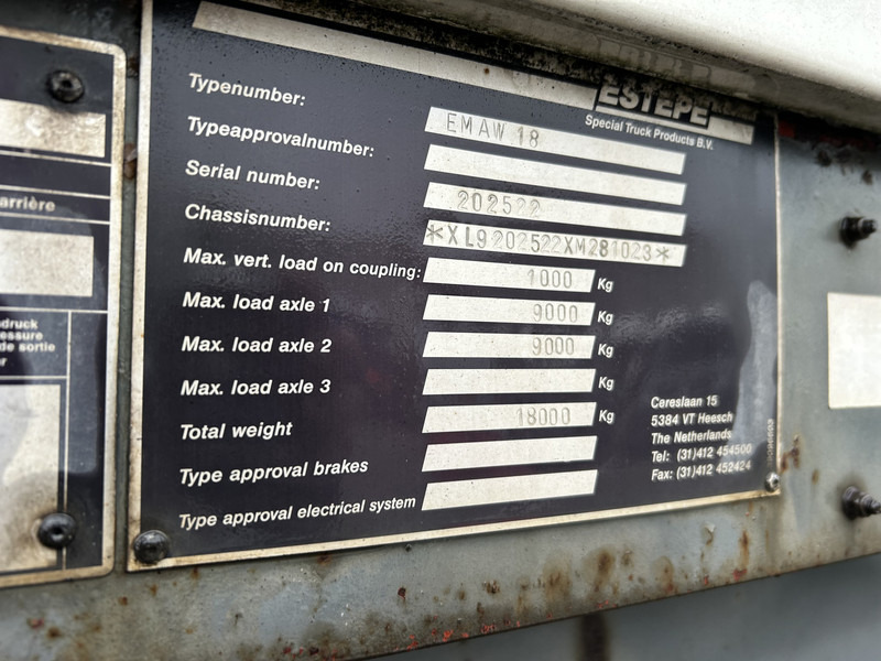 Remolque caja cerrada Estepe EMAW 18 / Wipkar - Mid Axle Trailer / Box / APK TUV 04-26: foto 10