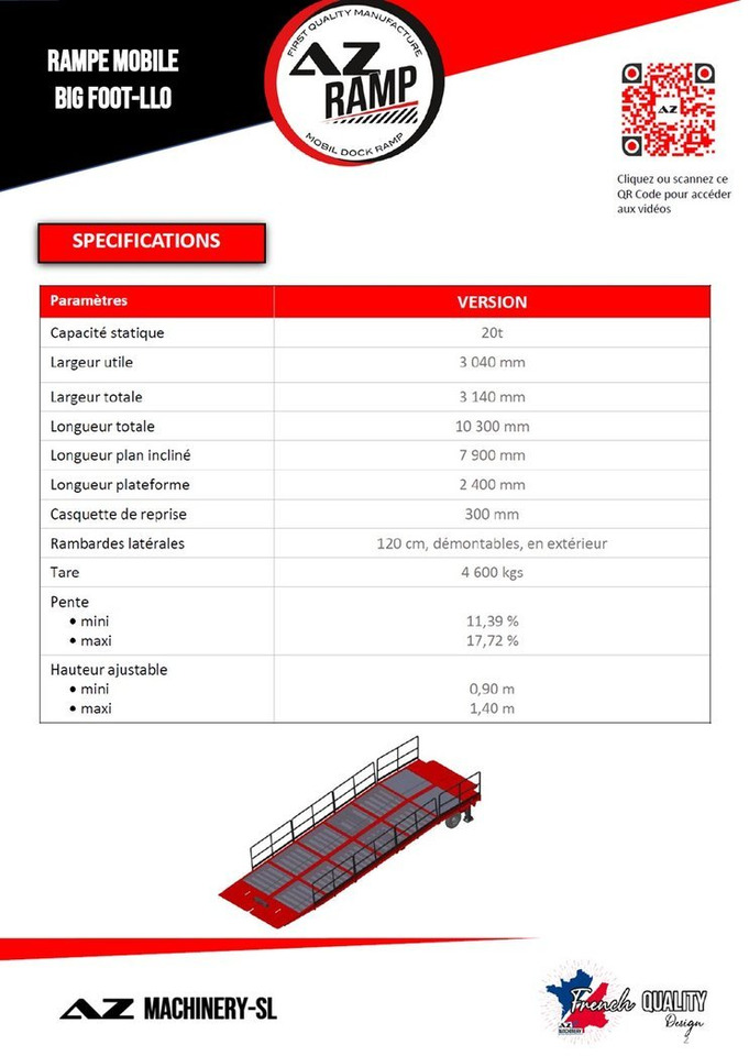 Large Mobile dock ramp, uncouplable AZ RAMP - KING VERSION, BIG FOOT L20 T-INOX - Rampa de carga: foto 4 Large Mobile dock ramp, uncouplable AZ RAMP - KING VERSION, BIG FOOT L20 T-INOX - Rampa de carga: foto 4