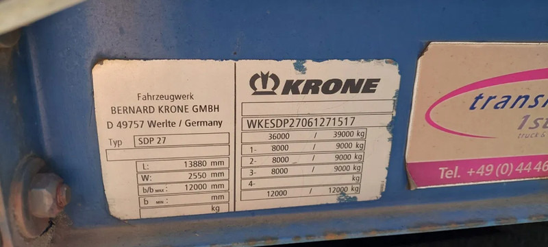 Semirremolque lona Krone 3 AXLE DRUM BRAKE CURTAIN TRAILER SDP 27: foto 6
