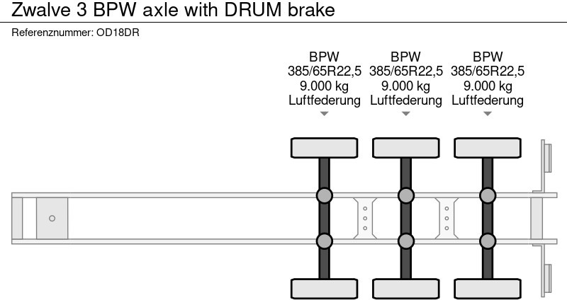 Semirremolque plataforma/ Caja abierta Zwalve 3 BPW axle with DRUM brake: foto 9