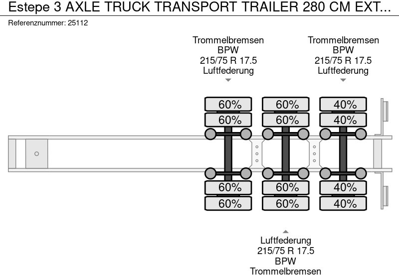 Semirremolque portavehículos Estepe 3 AXLE TRUCK TRANSPORT TRAILER 280 CM EXTENDABLE: foto 9