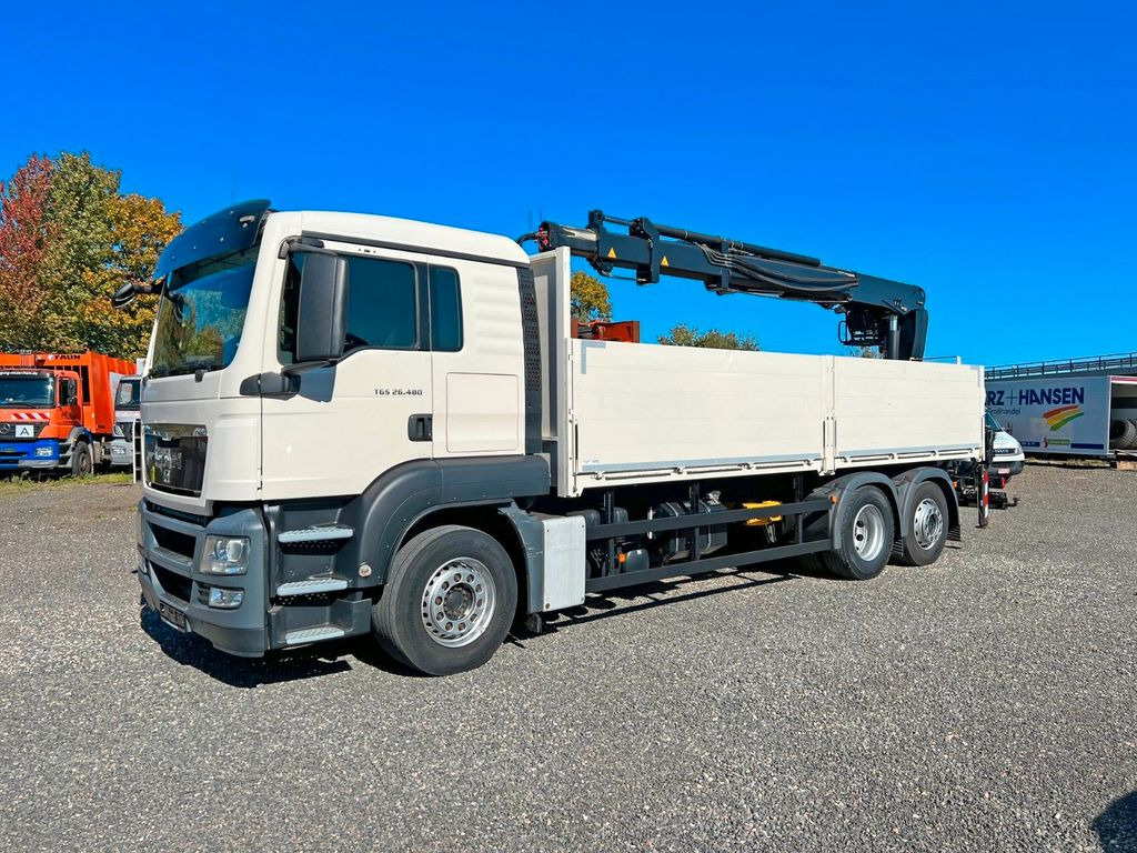Camión grúa, Camión caja abierta MAN 26.480 6X2 Baustoff mit Kran HIAB Top Zustand: foto 12