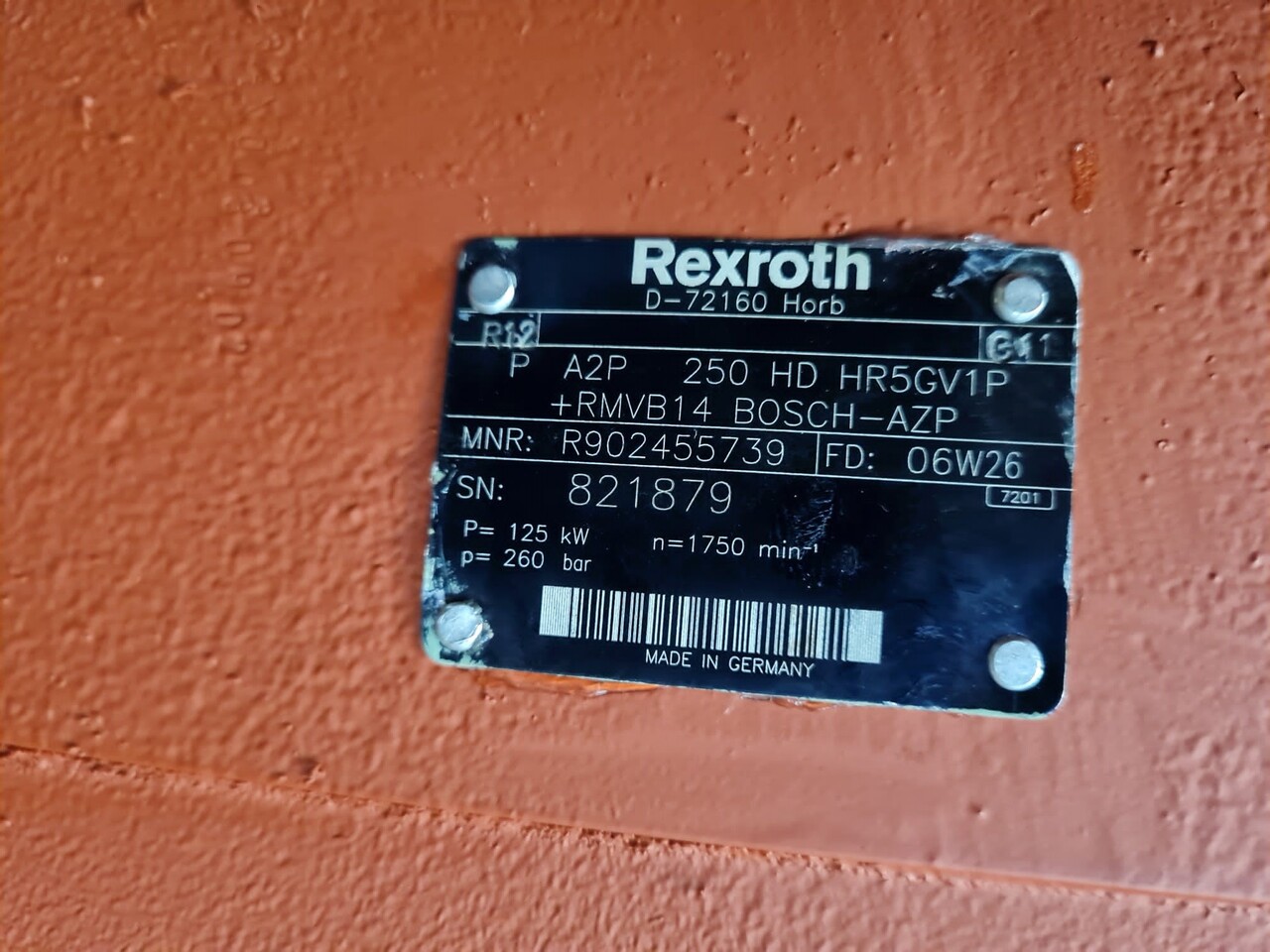 REXROTH A2P250HD HR5GV1P + RMVB14 - Bomba de aceite: foto 5 REXROTH A2P250HD HR5GV1P + RMVB14 - Bomba de aceite: foto 5
