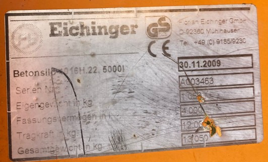 Eichinger concrete silo 1016H.22 - Implemento para Equipo de manutención: foto 3 Eichinger concrete silo 1016H.22 - Implemento para Equipo de manutención: foto 3