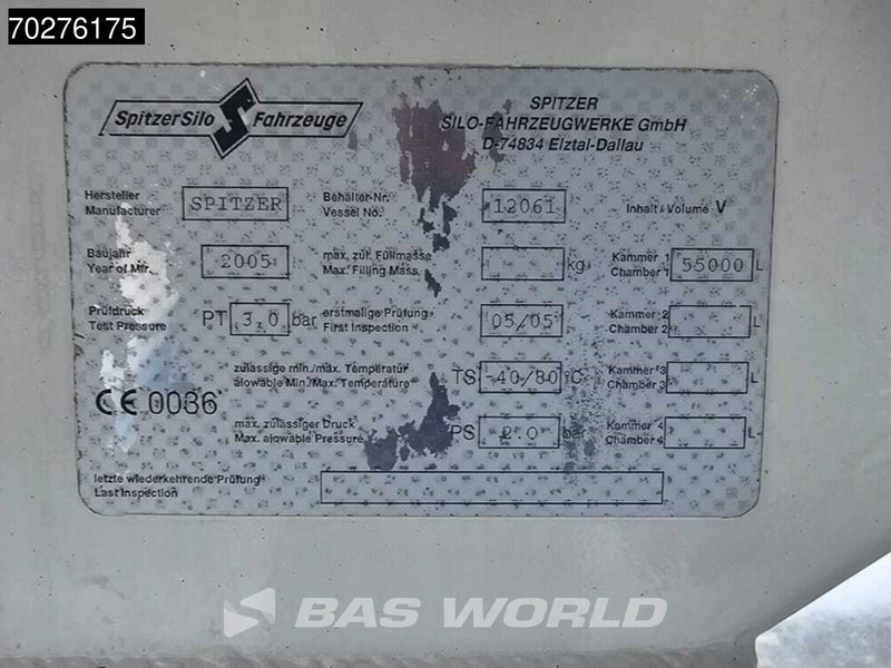 Semirremolque cisterna para transporte de alimentos SPITZER SF2755/4P 3 axles 55 m3 Liftachse: foto 16 Semirremolque cisterna para transporte de alimentos SPITZER SF2755/4P 3 axles 55 m3 Liftachse: foto 16