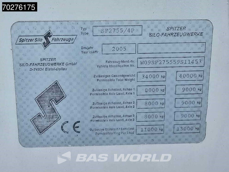 Semirremolque cisterna para transporte de alimentos SPITZER SF2755/4P 3 axles 55 m3 Liftachse: foto 17 Semirremolque cisterna para transporte de alimentos SPITZER SF2755/4P 3 axles 55 m3 Liftachse: foto 17
