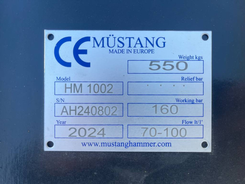 Martillo hidráulico para Maquinaria de construcción Mustang HM 1002 2024 Unused: foto 8