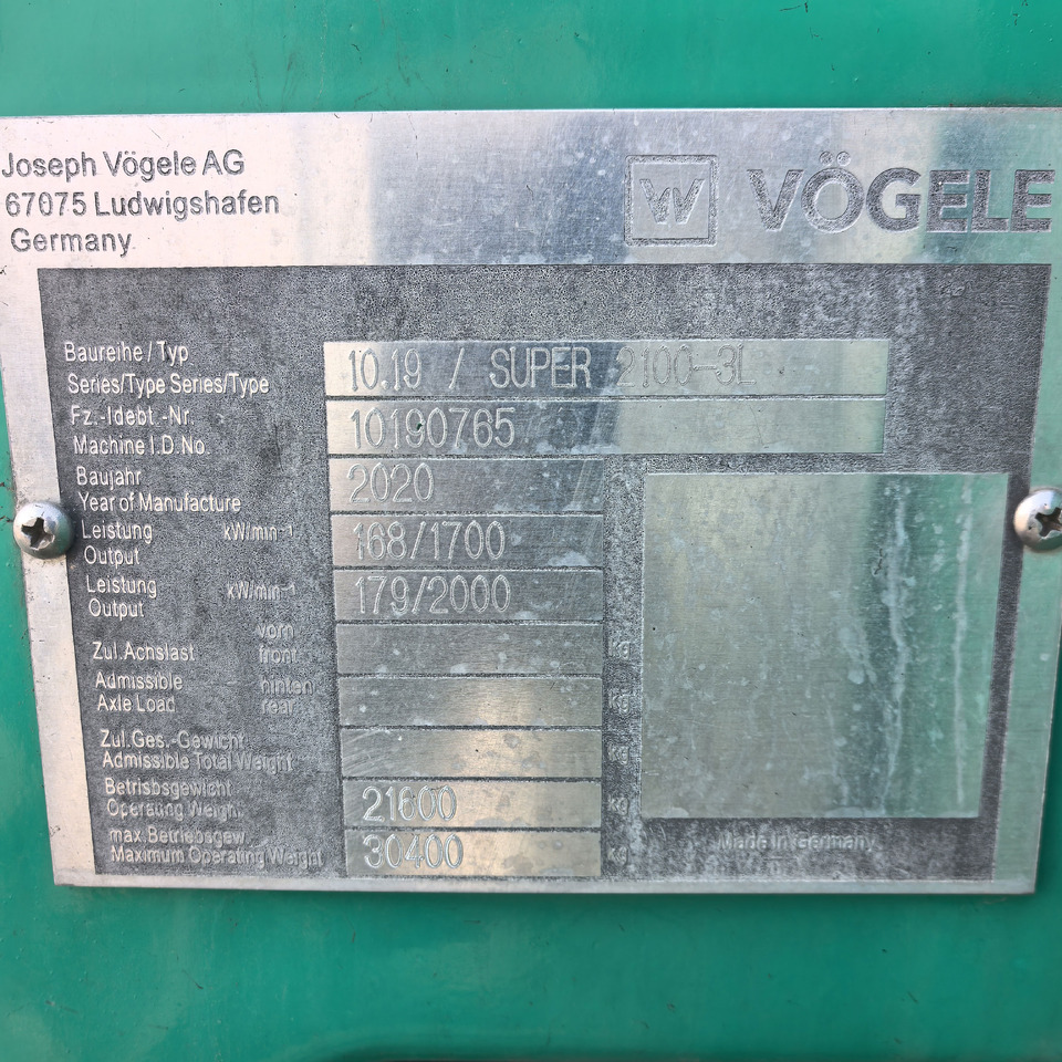 Pavimentadora de asfalto VOGELE Road Construction Machines S2100-3 Second Hand Asphalt Paver With High Quality: foto 10